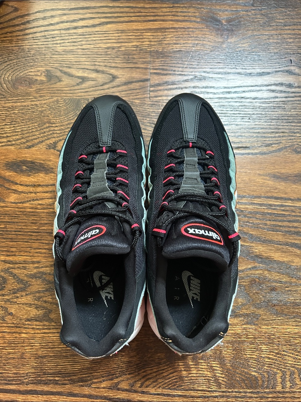 Nike Black Sneakers with Teal Midsole and Pink Accents